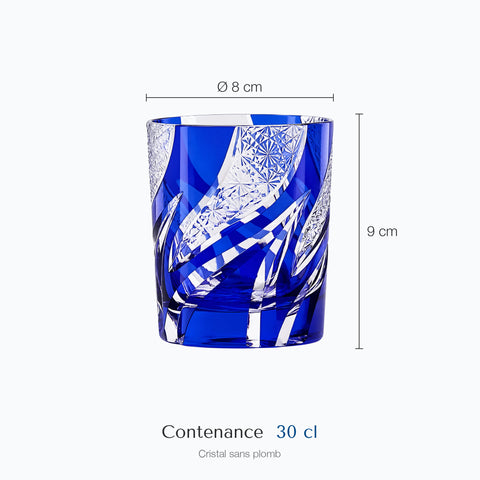 Dimensions : Verre à Eau Bleu (hauteur 9 cm, diamètre 8 cm, contenance 30 cl)