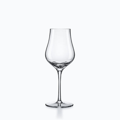 Verre à eau de vie en cristallin transparent, coupe tulipe ventrue sur jambe fine