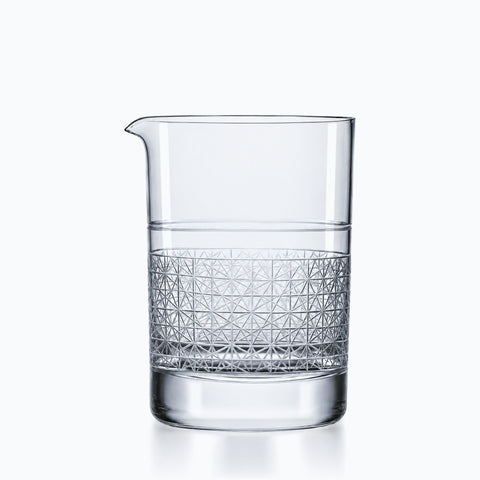 Verre à mélange quadrillé 55 cl en cristal transparent, bandeau taillé, bec verseur