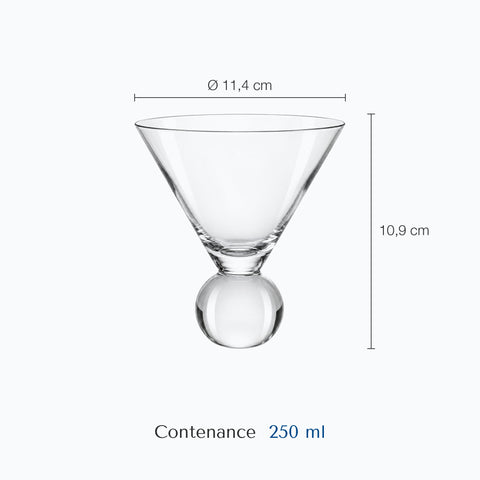 Dimensions : Verre à Pied Original Martini · Corolle (hauteur 10,9 cm, diamètre 11,4 cm, contenance 250 ml)