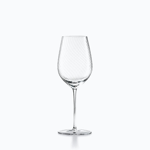 Verre à vin grande taille à pied haut, calice en cristal à côtes torsadées