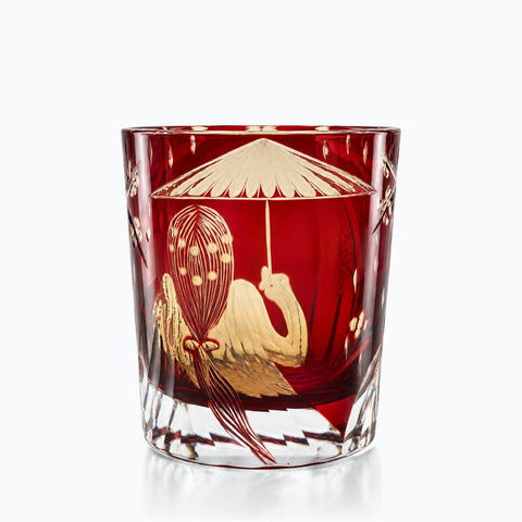 Verre à Whisky Edo Kiriko Geisha · Yuki, couleur geisha ambre rouge, sur fond blanc