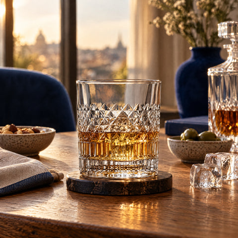 Verre à Whisky Gravé, mise en situation à table