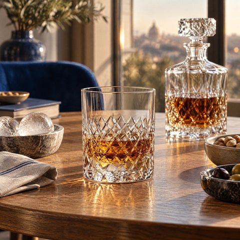 Verre à Whisky Gravure, mise en situation à table