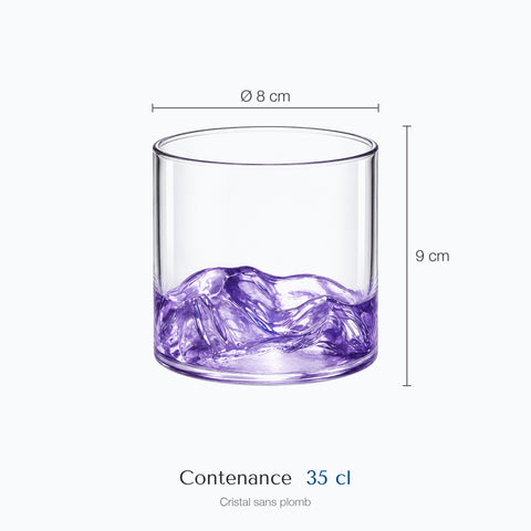 Dimensions : Verre à Whisky Relief Khroma · Yama (hauteur 9 cm, diamètre 8 cm, contenance 35 cl)