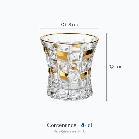 Dimensions : Verre Ancien Doré · Tesselle (hauteur 9,8 cm, diamètre 9,8 cm, contenance 28 cl)