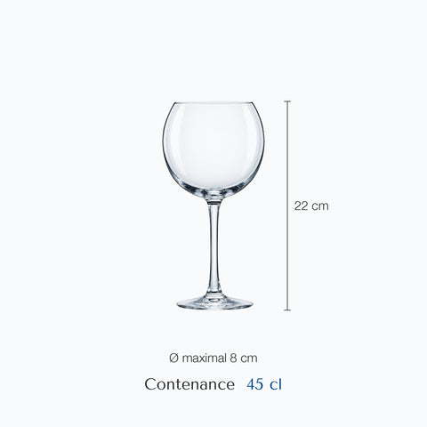 Dimensions : Verre Ballon Cocktail (hauteur 22 cm, diamètre 8 cm, contenance 45 cl)