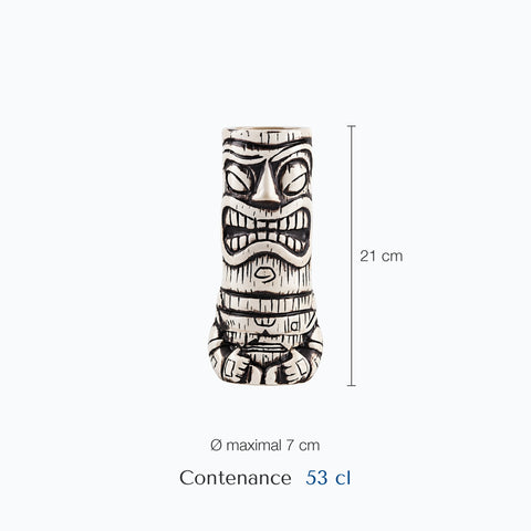 Dimensions : Verre Cocktail Tiki (hauteur 21 cm, diamètre 7 cm, contenance 53 cl)