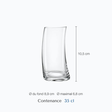 Dimensions : Verre Cocktail Courbé (hauteur 10,5 cm, diamètre 6,8 cm, contenance 35 cl)