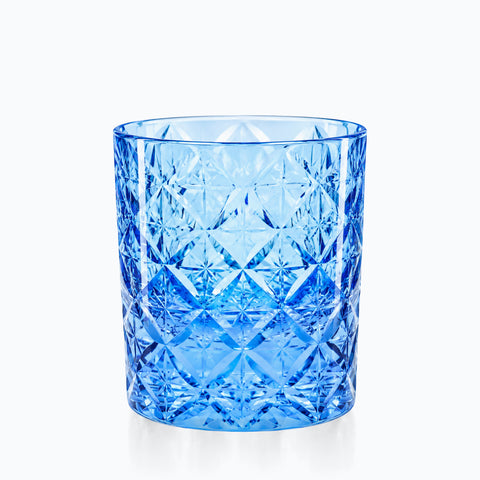 Verre Cristal Coloré Diamant, couleur cristal saphire, sur fond blanc
