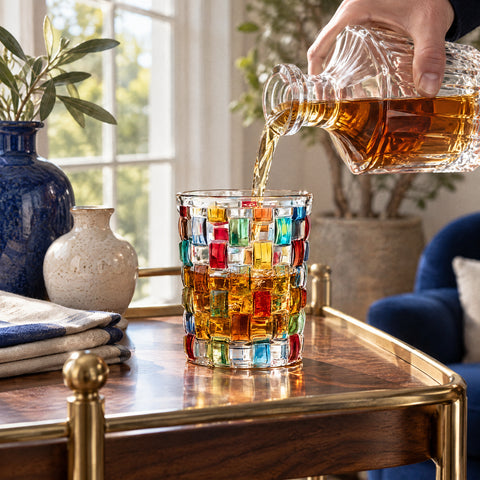 Verre de Table Colorés, en service