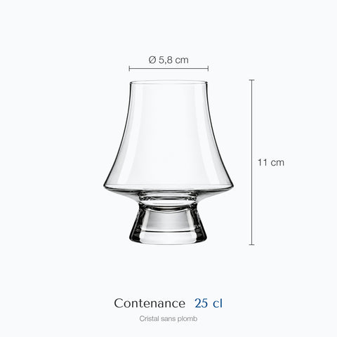 Dimensions : Verre de Dégustation Rhum (hauteur 11 cm, diamètre 5,8 cm, contenance 25 cl)