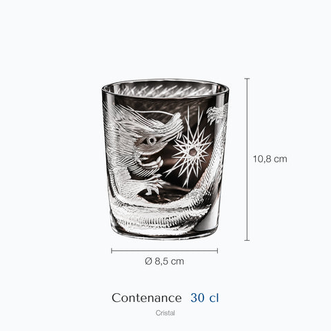Dimensions : Verre Dragon Kage (hauteur 10,8 cm, contenance 30 cl)