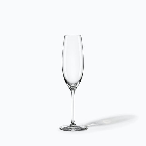 Verre Champagne Flûte, avec son ombre portée, sur fond blanc