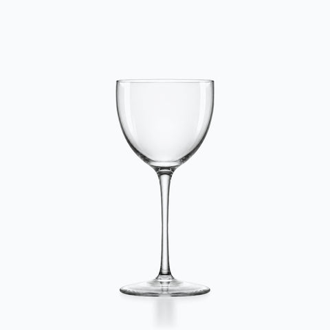Verre Nick and Nora en cristal incolore, bol profond en U, tige fine