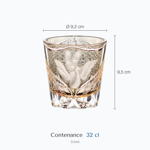 Dimensions : Verre Phoenix (hauteur 9,5 cm, diamètre 9,2 cm, contenance 32 cl)