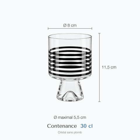 Dimensions : Verre Rayure · Bayadère (hauteur 11,5 cm, diamètre 5,5 cm, contenance 30 cl)
