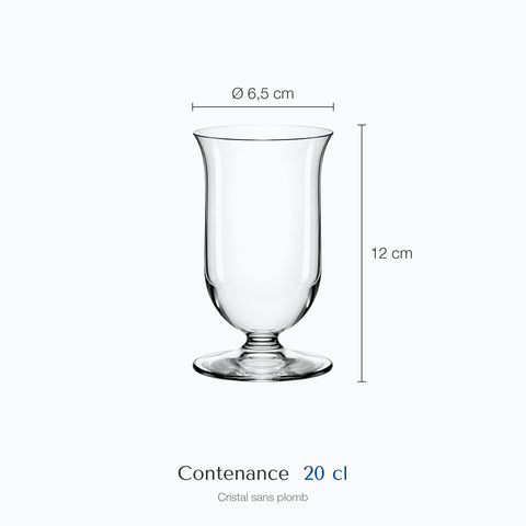 Dimensions : Verre Tulipe Cognac (hauteur 12 cm, diamètre 6,5 cm, contenance 20 cl)
