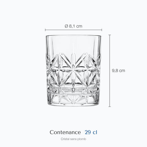 Dimensions : Verre à Whisky Jazz · Syncopé (hauteur 9,8 cm, diamètre 8,1 cm, contenance 29 cl)