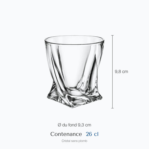 Dimensions : Verre à Whisky Quadro (hauteur 9,8 cm, contenance 26 cl)