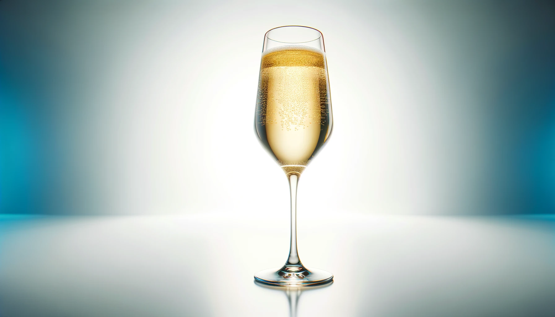 un verre a champagne remplie dans un fond blanc professionel