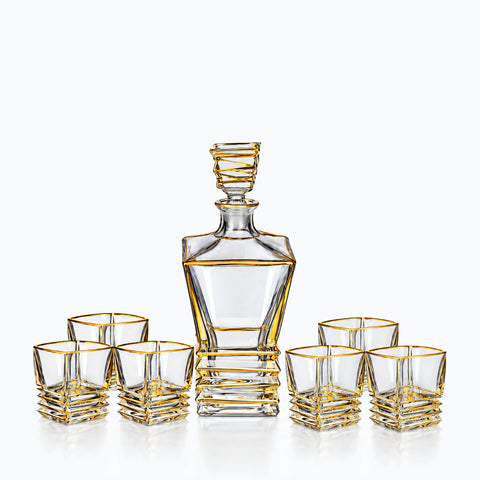 Ancien Service à Whisky Art Déco Galuchat, sur fond blanc