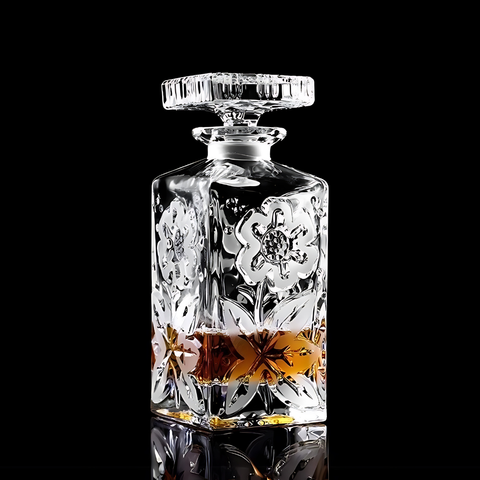 Ancienne Carafe Cristal Fleurs Gravées