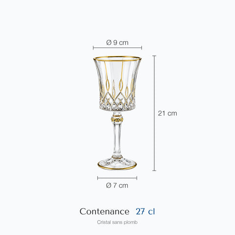 Dimensions : Beaux Verres à Vin (hauteur 21 cm, diamètre 9 cm, contenance 27 cl)