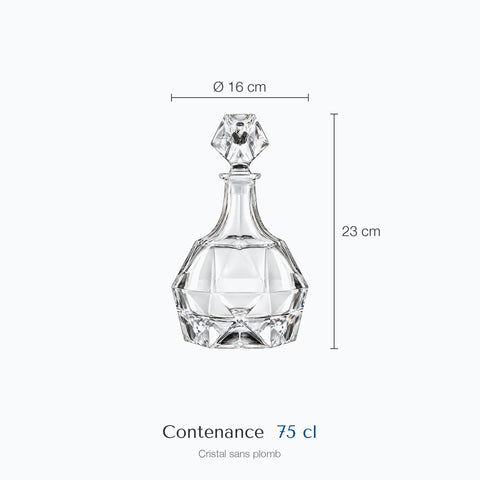 Dimensions : Belle Carafe à Whisky Cristal Sirius (hauteur 23 cm, diamètre 16 cm, contenance 75 cl)