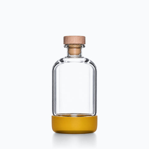Bouteille Verre Bouchon Bois Manchon jaune