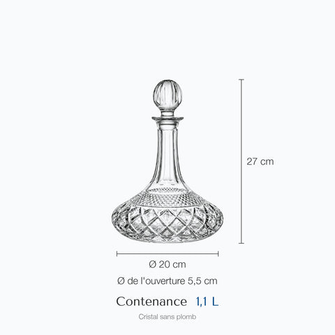 Dimensions : Carafe à Décanter Ancienne Rondo (hauteur 27 cm, contenance 1,1 L)