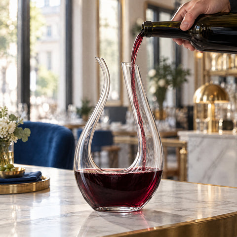 Carafe à Décanter Double Bec L'Élégance, en service