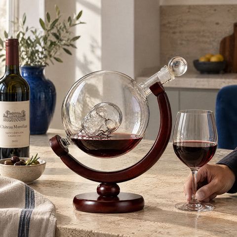 Carafe à Décanter Globe Mappemonde, en service