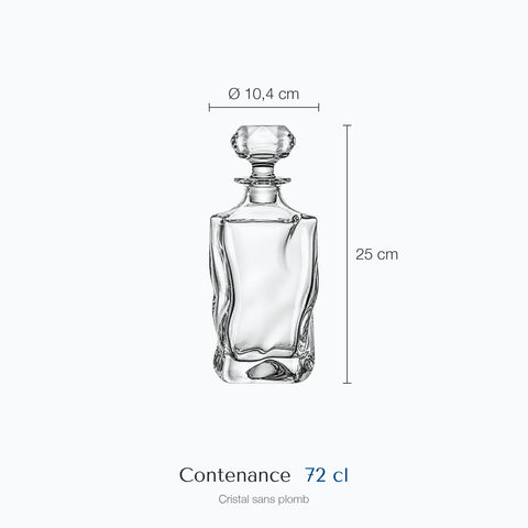 Dimensions : Carafe à Liqueur Vintage Zéphyr (hauteur 25 cm, diamètre 10,4 cm, contenance 72 cl)