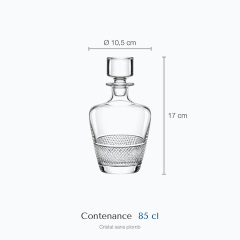 Dimensions : Carafe à Rhum Damaris (hauteur 17 cm, diamètre 10,5 cm, contenance 85 cl)