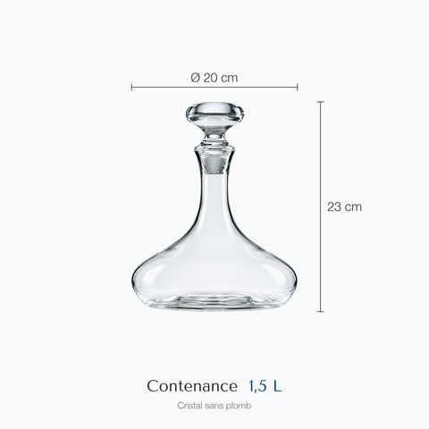 Dimensions : Carafe à Vin Ancienne Lento (hauteur 23 cm, diamètre 20 cm, contenance 1,5 L)