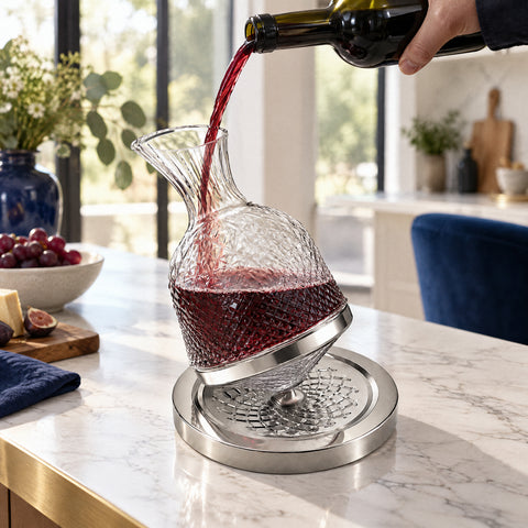 Carafe à Vin Gravée Perle, en service