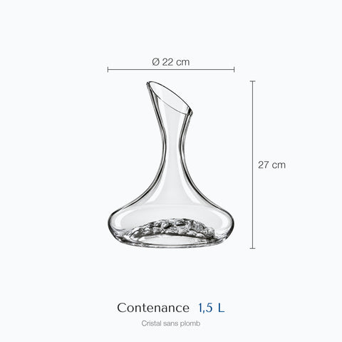 Dimensions : Carafe à Vin Moderne Grappe (hauteur 27 cm, diamètre 22 cm, contenance 1,5 L)
