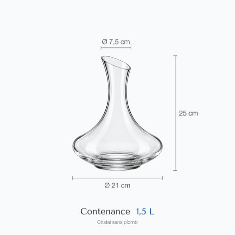 Dimensions : Carafe à Vin Rouge Andante (hauteur 25 cm, diamètre 21 cm, contenance 1,5 L)