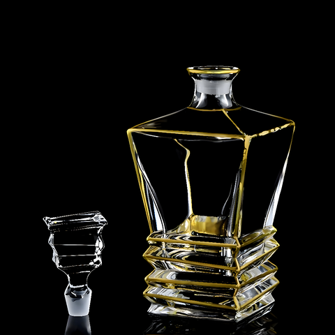Carafe à Whisky Cristal au Col Doré