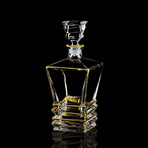 Carafe à Whisky Cristal au Col Doré