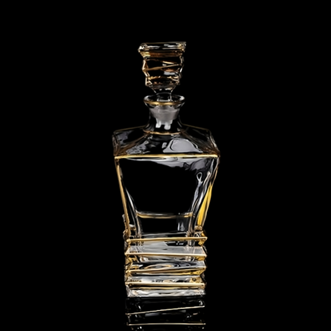 Carafe à Whisky Cristal au Col Doré