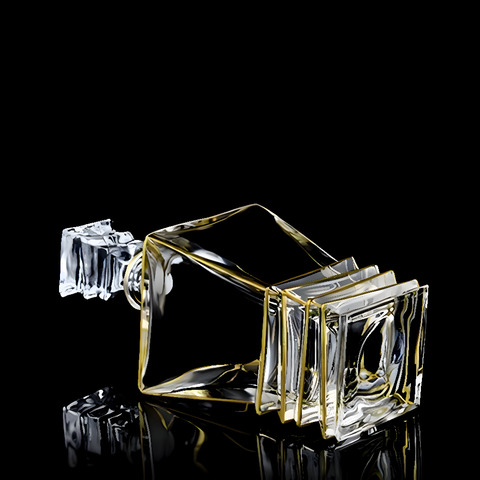 Carafe à Whisky Cristal au Col Doré
