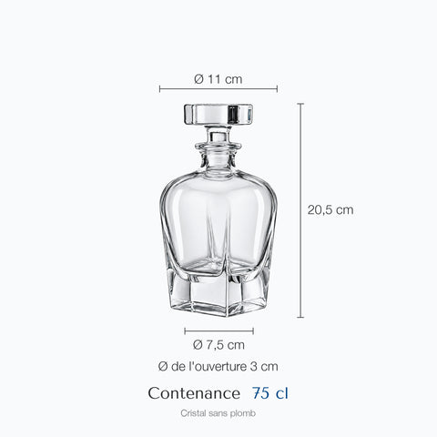 Dimensions : Carafe à Whisky Haut de Gamme Laponie (hauteur 20,5 cm, diamètre 11 cm, contenance 75 cl)