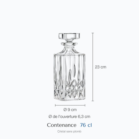 Dimensions : Carafe à Whisky Cristal Vintage Mirage (hauteur 23 cm, contenance 76 cl)