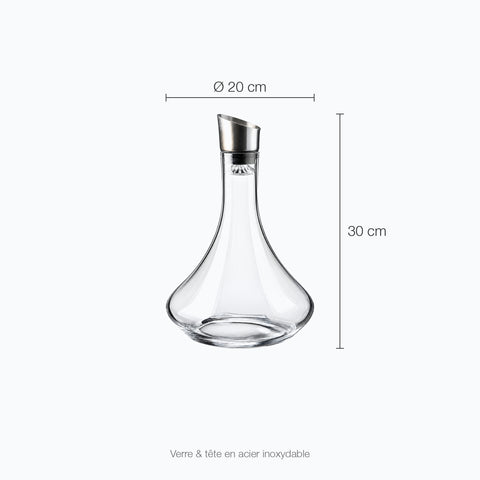 Dimensions : Carafe Clairon (hauteur 30 cm, diamètre 20 cm)