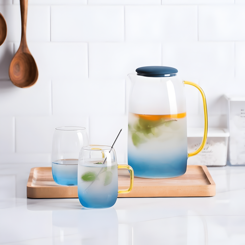 Carafe Bleu Vintage en Verre