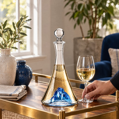 Carafe Bleue Méridia, en service