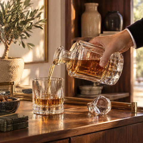 Carafe à Whisky Cristal de Bohème Zircon, en service