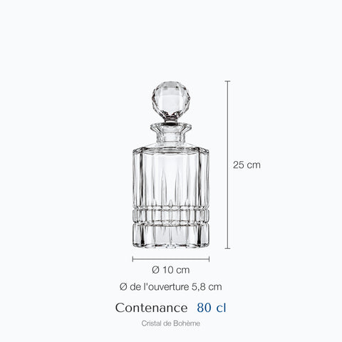 Dimensions : Carafe à Whisky Cristal de Bohème Zircon (hauteur 25 cm, contenance 80 cl)